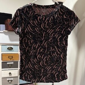 Athleta Short Sleeve Tee - Black and Pink Abstract